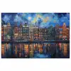 Grachten Amsterdam - Huizen - Stad - Kleurrijk poster papier klein -3d