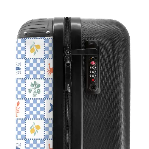 Vierkant zomer print blauw NBS - Handbagage koffer - Kinderen Unisex middel -slot