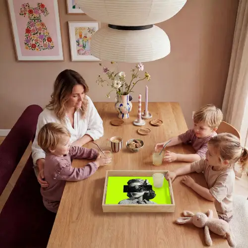 Vrouw - Sterrenhemel - Groen Dienblad Rechthoek middel -sfeer4