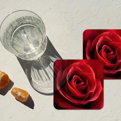 Rood - Roos - Romantisch onderzetter kurk middel -sfeer4