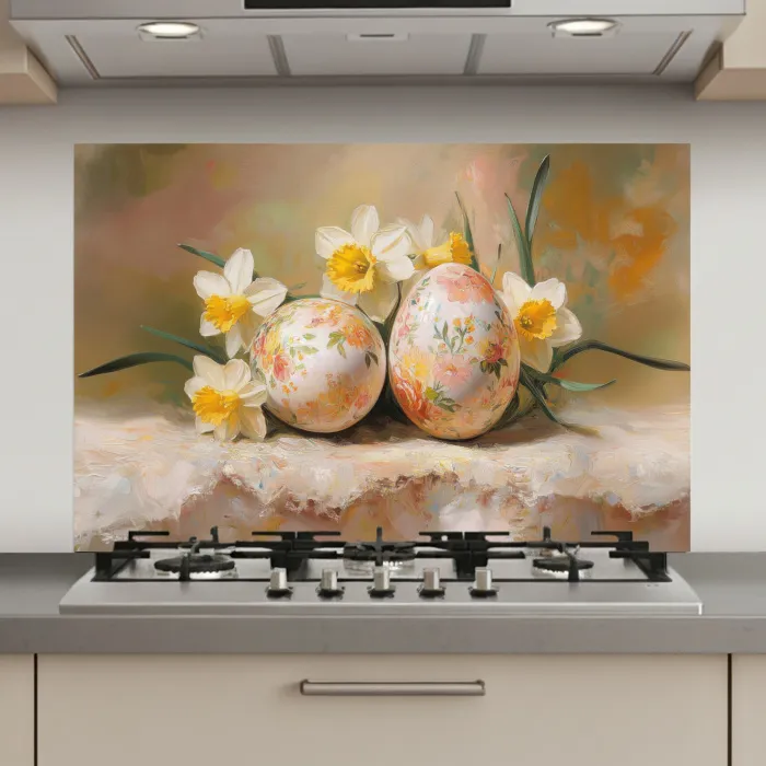 Bloemen - Eieren - Geschilderd keuken achterwand spatscherm klein -3d_website