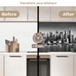 Skyline - Stad - Wolkenkrabbers - Zwart - Wit keuken achterwand 2 middel -voor-na2_UK