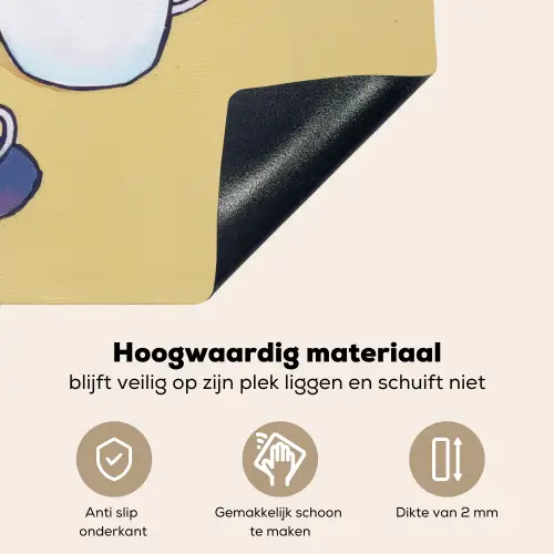 Theepot - Kopje - Beige - Illustratie Inductie beschemer met haakjes klein -ky-onderkant-nl