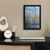 Skyline - Wolkenkrabbers - Water - Blauw fotolijst zwart zonder passe partout klein -sfeer1