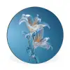 Lelies - Blauw - Glazen Wandcirkel aluminium klein -3d