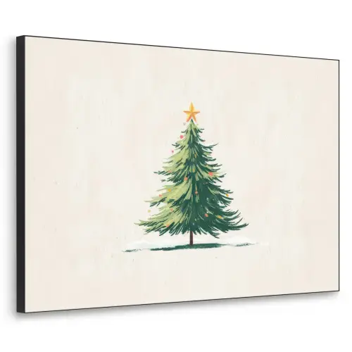 Kerstboom - Illustratie - Ster - Sneeuw Textielframe zwart klein -3d