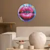 Graffiti - Lippen - Felroze - Geschilderd Akoestische PET Vilt - Rond klein -sfeer1