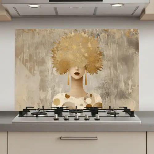 Goud - Portret - Vrouw keuken achterwand spatscherm klein -3d_website
