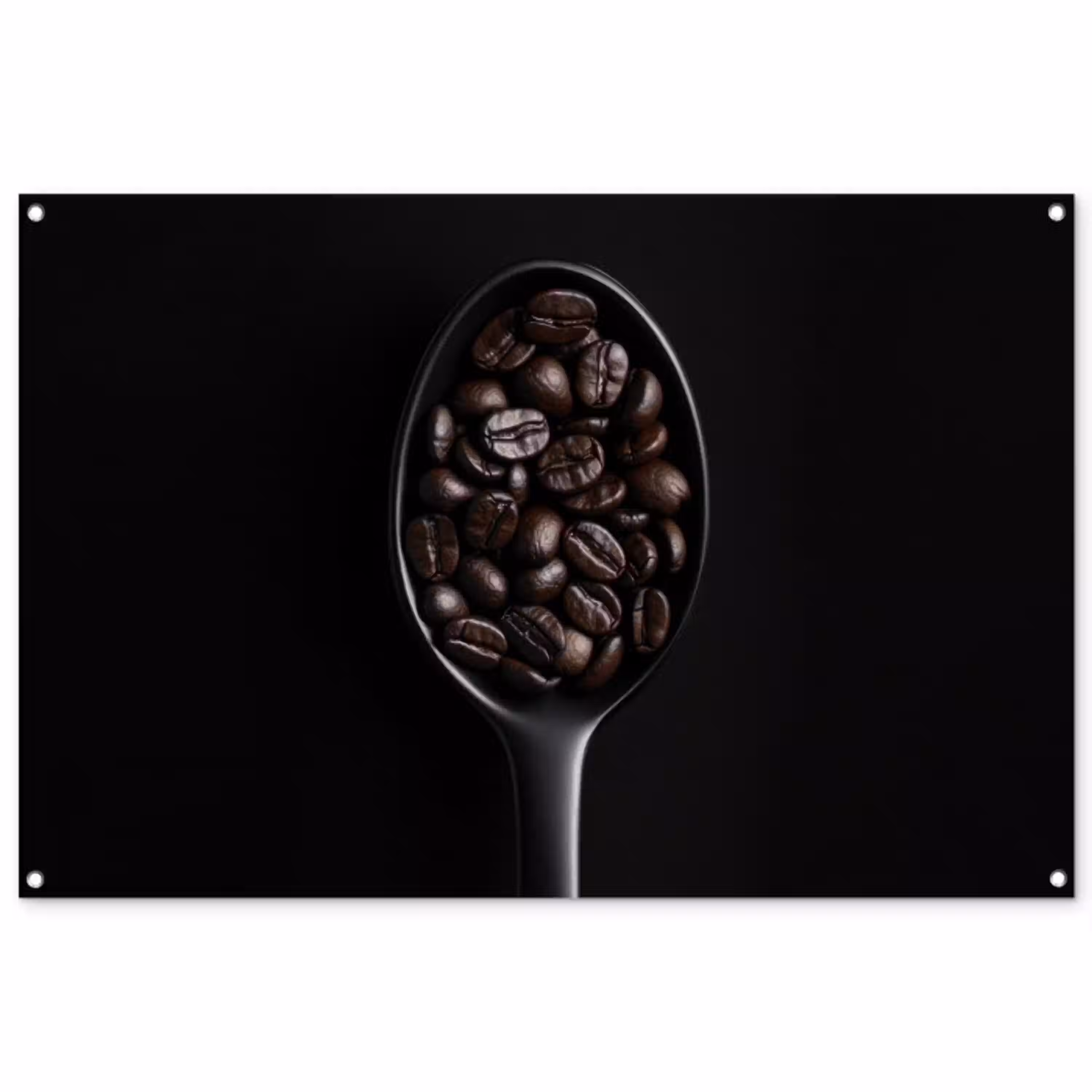 Koffiebonen - Lepel - Zwart tuinposter los doek groot -3d