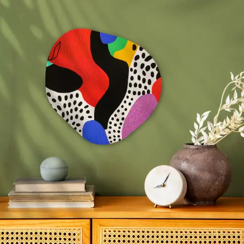 Abstract - Vormen - Kleuren - Stippen Wandcirkel Organisch Forex 3mm klein -sfeer2