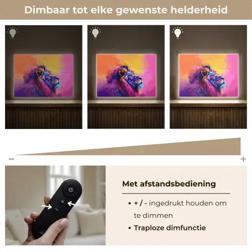 Leeuw - Verf- Kleuren - Dier Light Box met batterij (Wandlamp kind) middel -USP_dimbaarNL