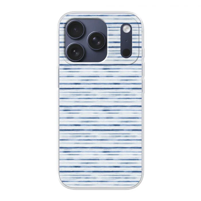 Strepen - Patroon - Blauw - Wit Telefoonhoesje iPhone 17 Pro klein 878 -3d
