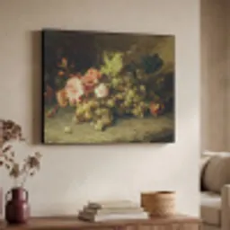 Fruit - Stilleven met druiven - Oude meesters Textielframe zwart klein -sfeer3