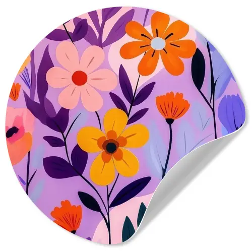 Bloemen - Kleurrijk - Bladeren Wandcirkel behangsticker klein -3d