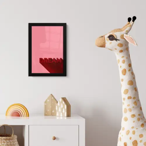 Dream - 3D - Rood - Roze fotolijst zwart zonder passe partout klein -usfeer4_kinderkamer