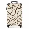 Bruine lijnen op beige achtergrond NBS - Handbagage koffer - Kinderen Unisex middel -productfoto_recht