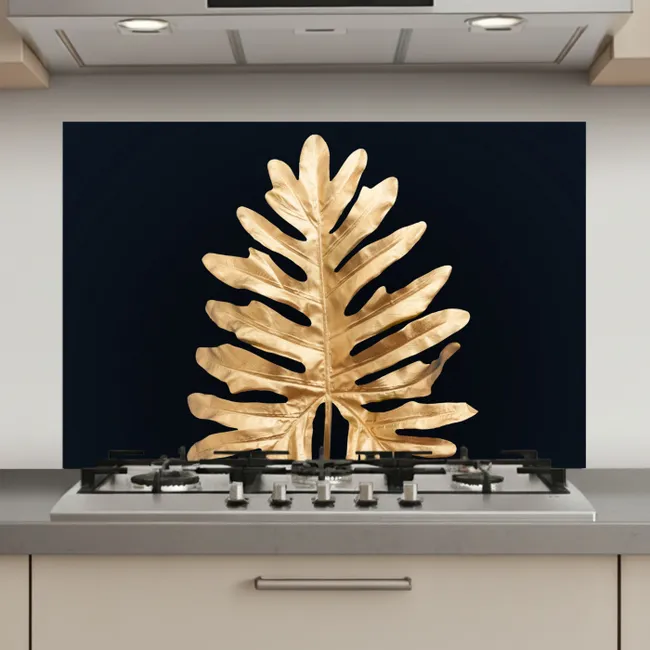 Bladeren - Herfst - Goud - Zwart - Natuur - Luxe keuken achterwand spatscherm klein -3d_website
