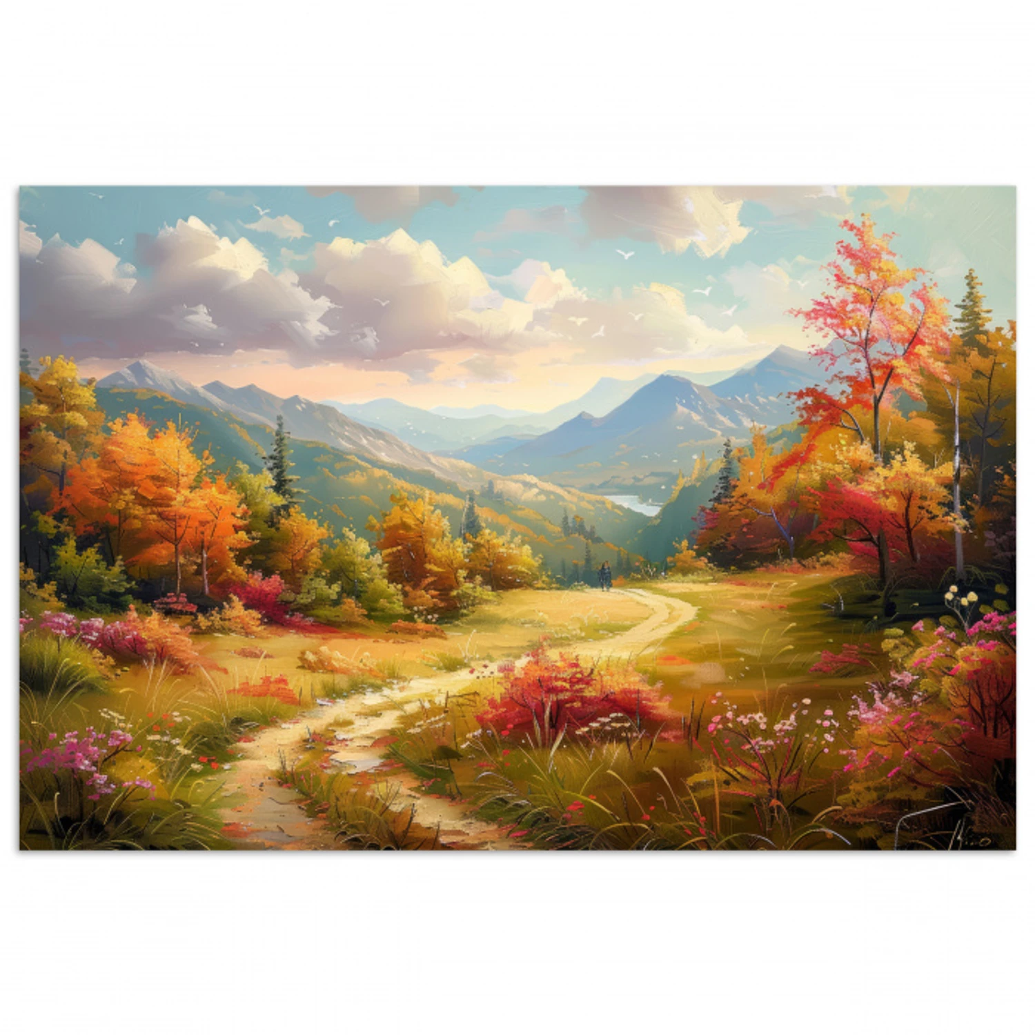 Landschap - Illustratie - Natuur poster papier klein -3d