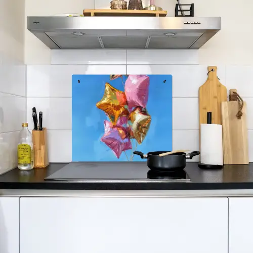 Ballonnen - Goud - Stervorm - Roze Inductie beschemer met haakjes middel -sfeer2