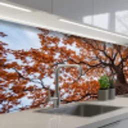 Boom - Bladerdak - Herfst - Oranje - Sfeervol keuken achterwand 2 middel -3d_schuin