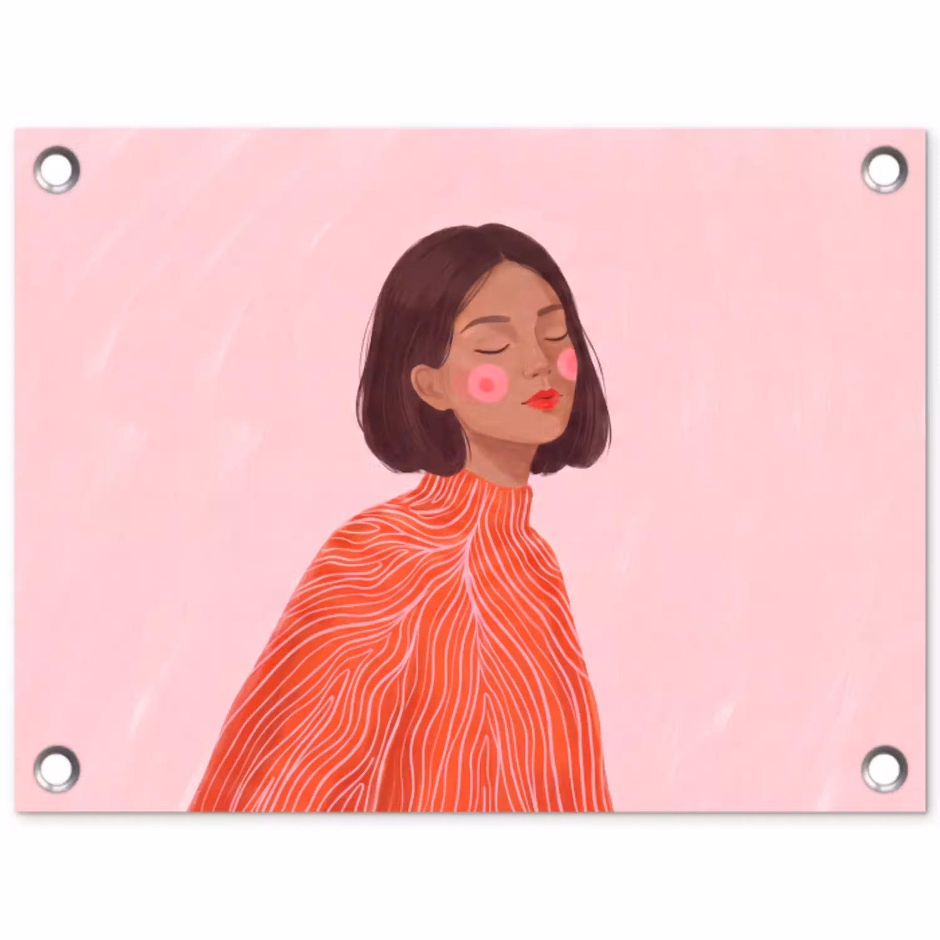 Vrouw - Portret - Modern - Kunst - Roze tuinposter los doek klein -3d