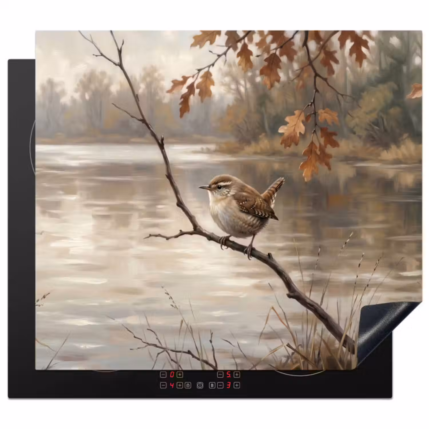 Inductie beschermer - Winterkoninkje - Tak - Rivier - Natuur - Sfeervol