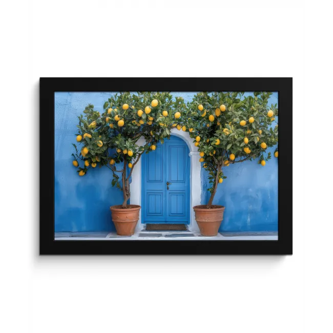 Citroenbomen - Geel - Deur - Potten fotolijst zwart zonder passe partout klein -3d