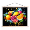 Fruit - Graffiti - Kleurrijk - Sinaasappel - Aardbei - Abstract textielposter latten blank klein -3d