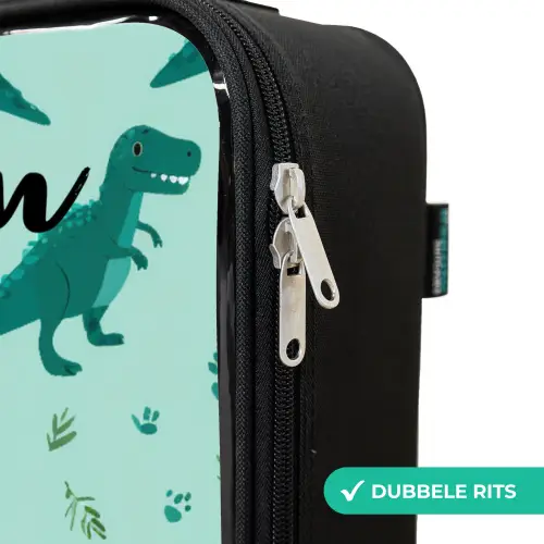Dinos - Patroon - Groen Kinderkoffer - Zwart klein -rits_NL