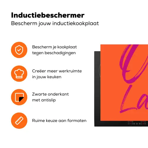 Oh la la - Oranje - Roze - Grafisch Inductie beschermer vinyl 3mm klein -zzzzzzz-td-ups