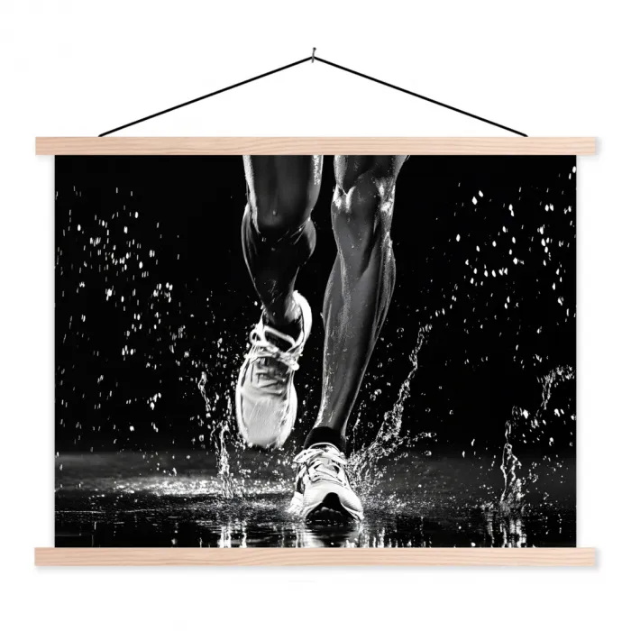 Hardloopschoenen - Rennen - Druppels - Zwart textielposter latten blank klein -3d