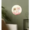 Palmbomen - Heuvels - Minimalistisch - Zachtroze Wandcirkel kunststof plaat 5mm dik klein -sfeer3