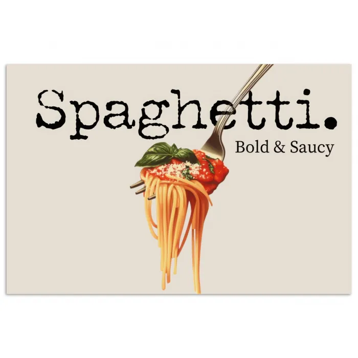 Spaghetti - tomatensaus - Parmezaanse kaas poster papier klein -3d