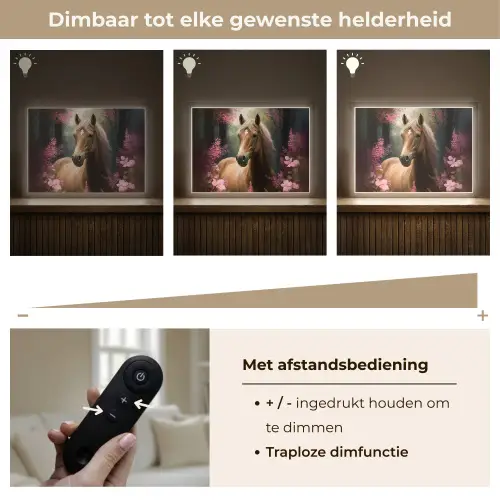 Paard - Bloemen - Roze - Natuur - Bos Light Box met batterij (Wandlamp kind) middel -USP_dimbaarNL