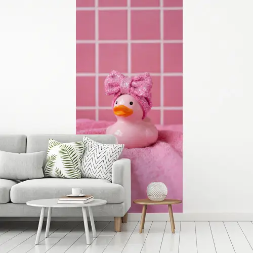 Badeend -Strik - Roze fotobehang vinyl groot -woonkamer