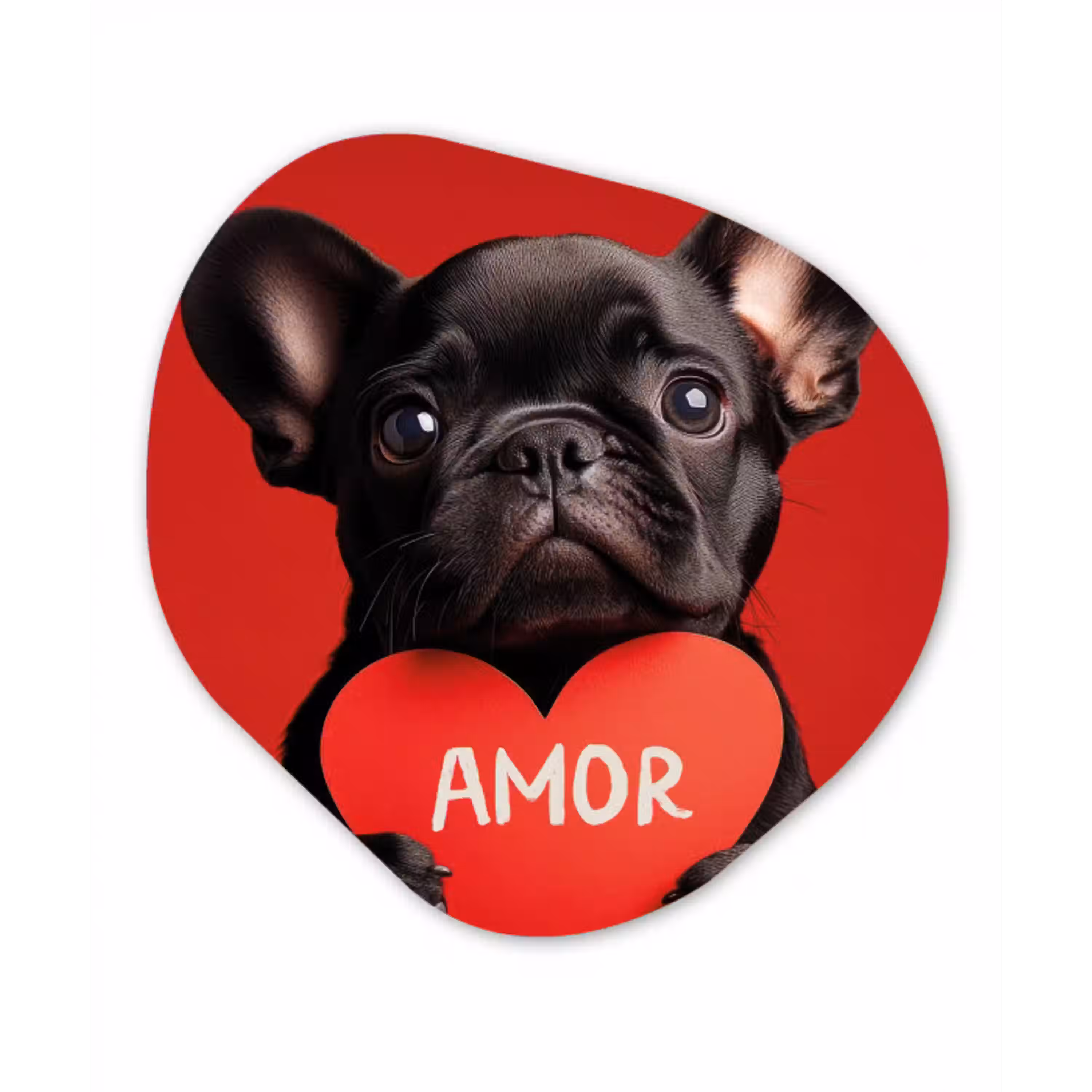 Amor - Hond  - Hartje - Rood Wandcirkel Organisch Aluminium middel -3d