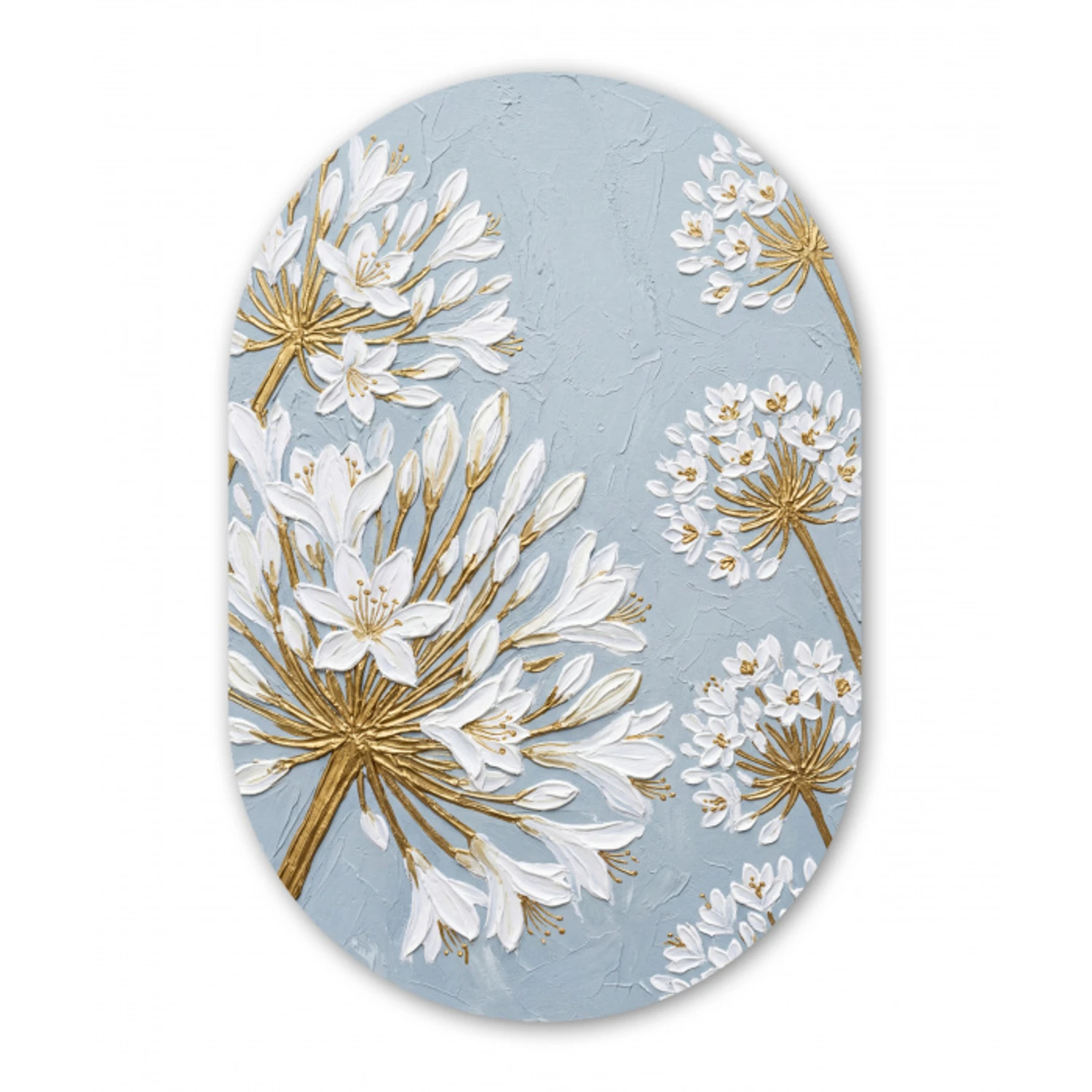 Illustratie - Bloemen - Blauw Wandcirkel Ovaal Aluminium middel -3d