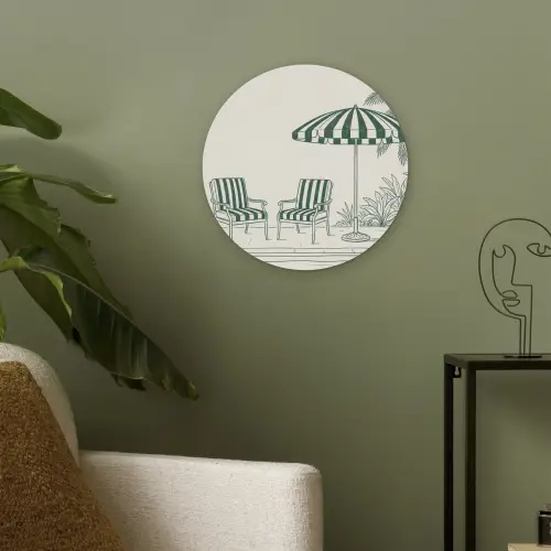 Terras - Illustratie - Groen Akoestische PET Vilt - Rond klein -sfeer2