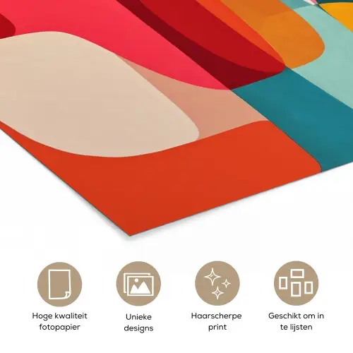 Vormen - Kleurrijk - Abstract - Vlakken poster papier klein -closeup_NL