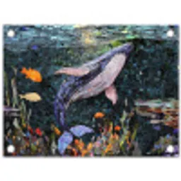 Mozaïek - Walvis - Koraal - Water tuinposter los doek klein -3d