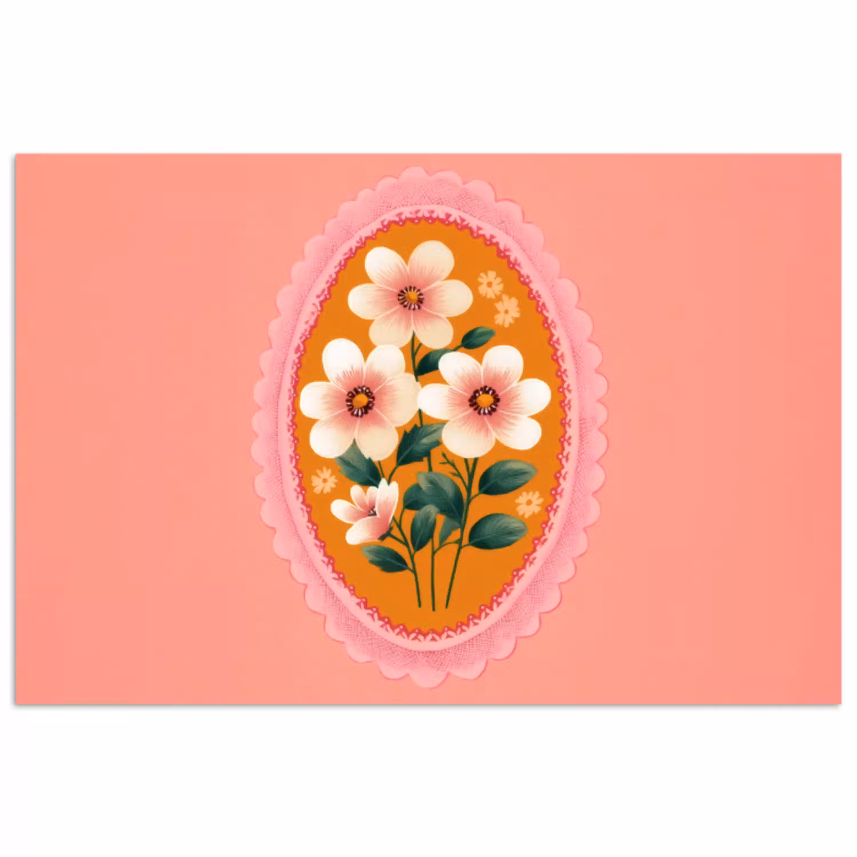 Illustratie - Bloemen - Rand - Roze poster papier klein -3d