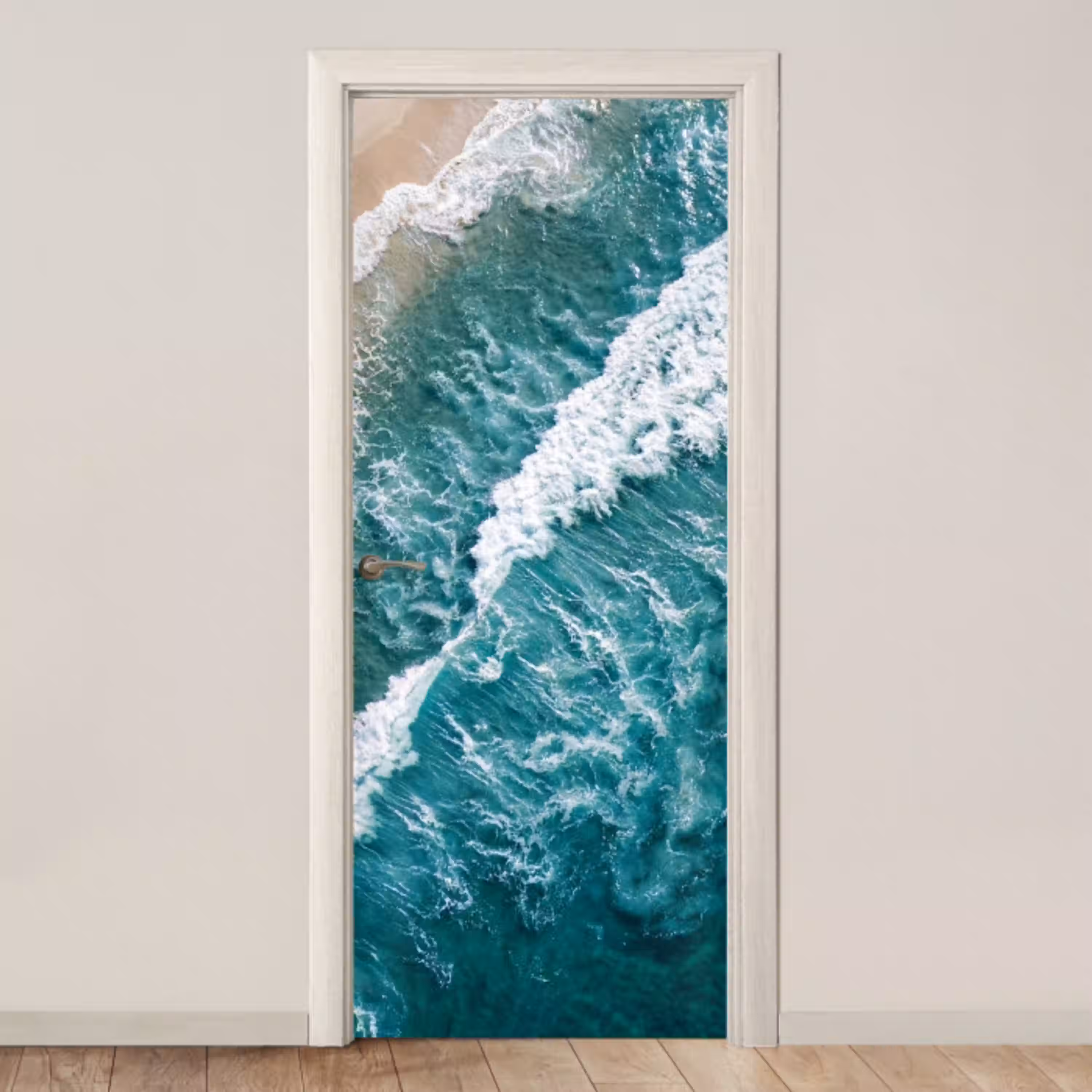Zee - Strand - Golven - Natuur - Blauw deurposter klein -3d_beige