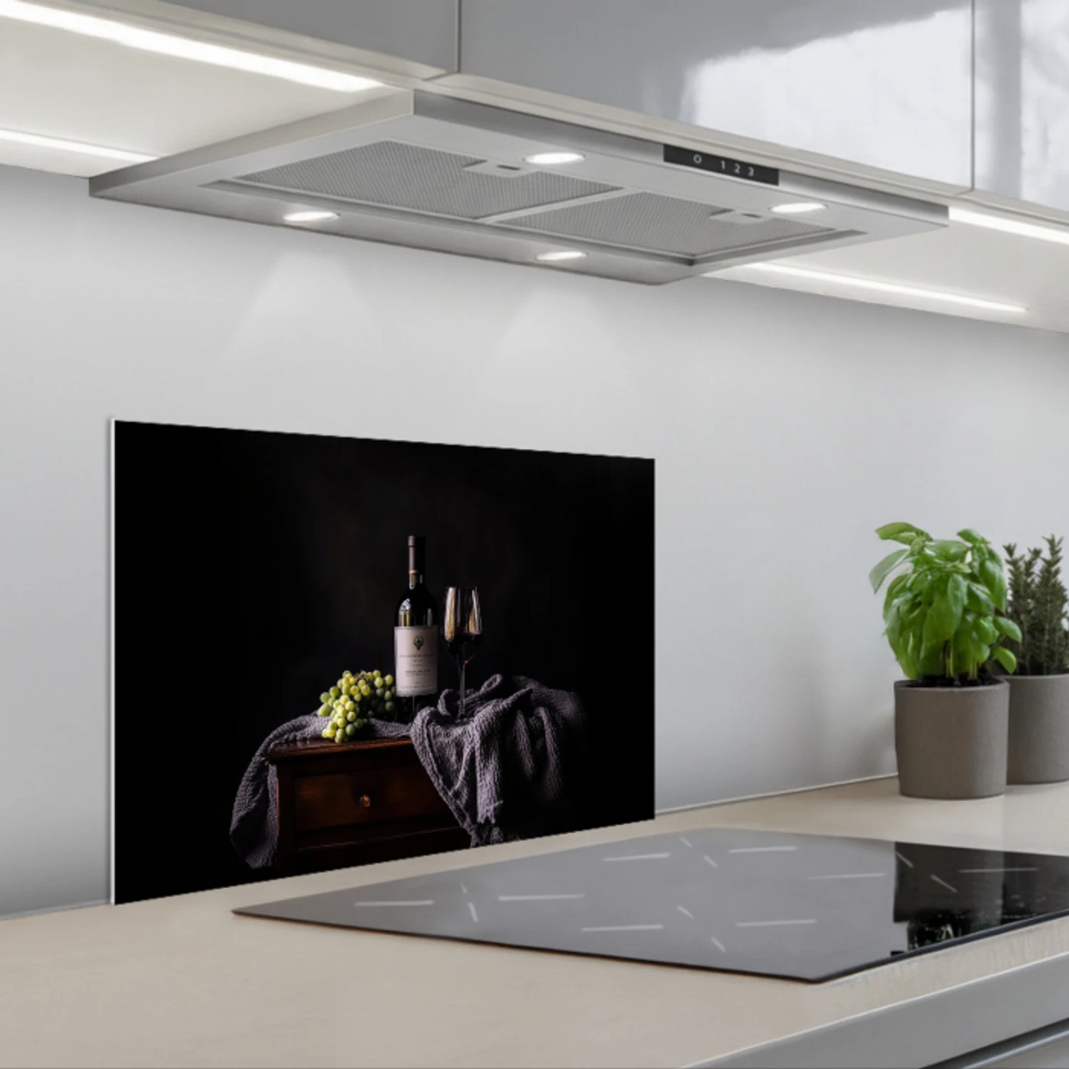 Druiven - Wijn - Rood - Tafel keuken achterwand spatscherm klein -3d_schuin