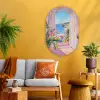 Roze - Buiten - Verf Wandcirkel Ovaal Glas middel -sfeer4