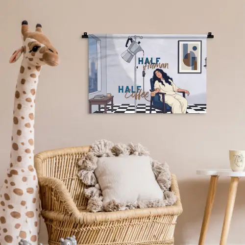 Half human, Half Coffee - Infuus - Koffie Wandkleed katoen klein -wsfeer5_kind