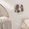 Abstract - Overlappende gezichten - Paars - Donkergroen Akoestische PET Vilt - Rond klein -sfeer4