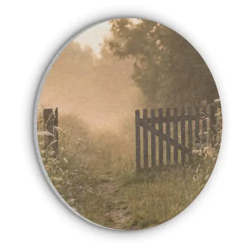 Hek - Natuur - Mist - Veld Akoestische PET Vilt - Rond klein -3d