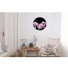 Orchidee - Bloemen - Roze - Flora Wandcirkel aluminium klein -woonkamer