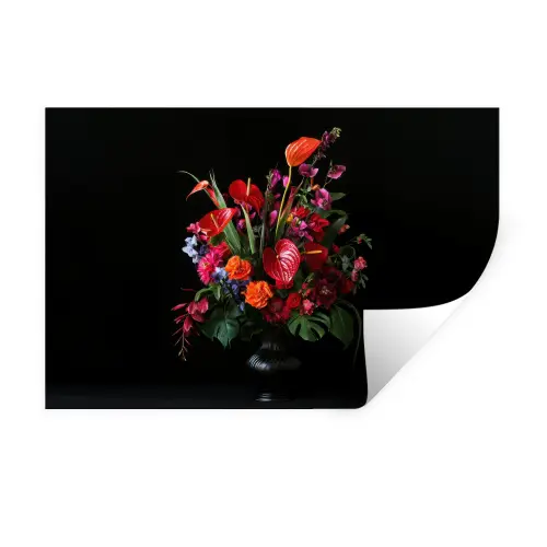 Bloemen - Boeket - Sierlijk Muursticker klein -3d