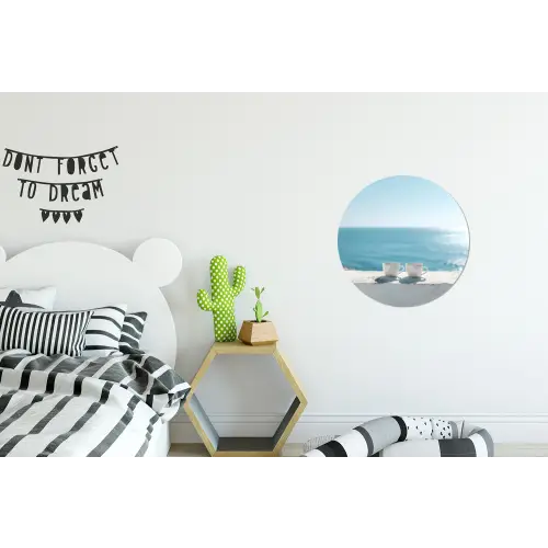 Zee - Koffiekopjes - Zomers Wandcirkel aluminium klein -kinderkamer
